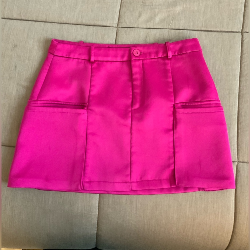 Zara Fuchsia Skirt with Button Accent